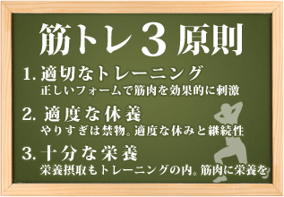 筋トレ3原則－適切なトレーニング・休養・栄養